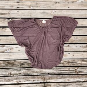 Mudd Y2K Brown Poncho Style Batwing Boho Loose Flowy Top Small Crochet Fall